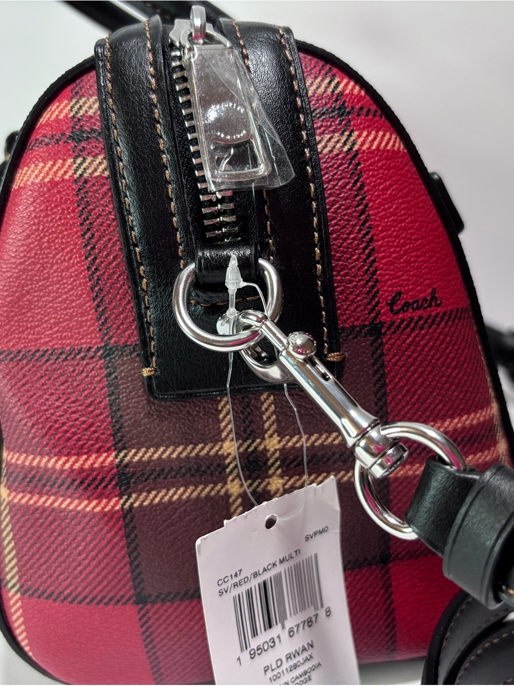 COACH NWT Rowan Satchel Red Tartan Plaid - Picture 6 of 13